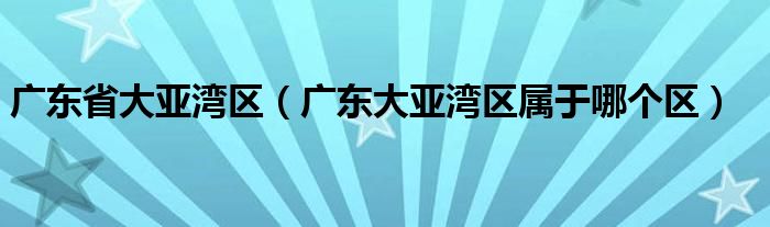 广东省大亚湾区（广东大亚湾区属于哪个区）