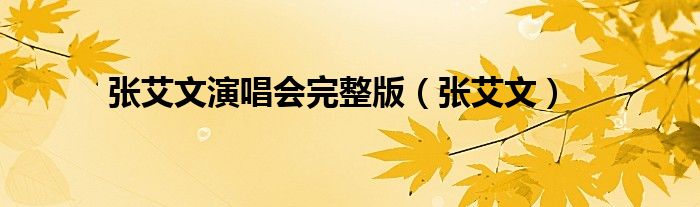 张艾文演唱会完整版（张艾文）