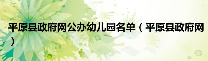 平原县政府网公办幼儿园名单（平原县政府网）