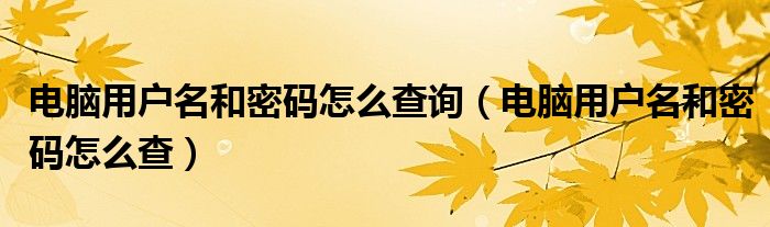 电脑用户名和密码怎么查询（电脑用户名和密码怎么查）