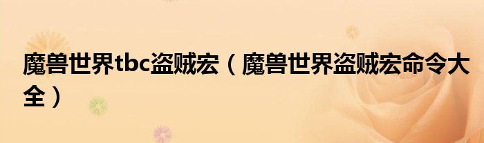 魔兽世界tbc盗贼宏（魔兽世界盗贼宏命令大全）