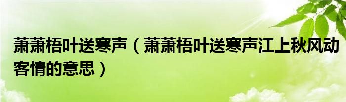 萧萧梧叶送寒声（萧萧梧叶送寒声江上秋风动客情的意思）