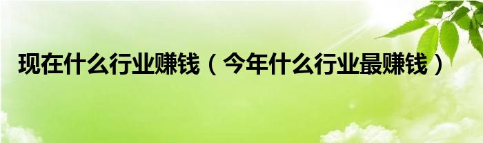 现在什么行业赚钱（今年什么行业最赚钱）
