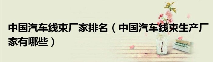 中国汽车线束厂家排名（中国汽车线束生产厂家有哪些）