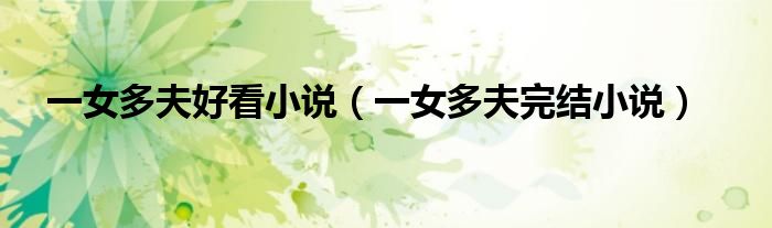 一女多夫好看小说（一女多夫完结小说）