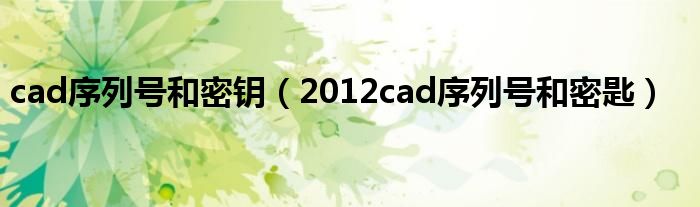 cad序列号和密钥（2012cad序列号和密匙）