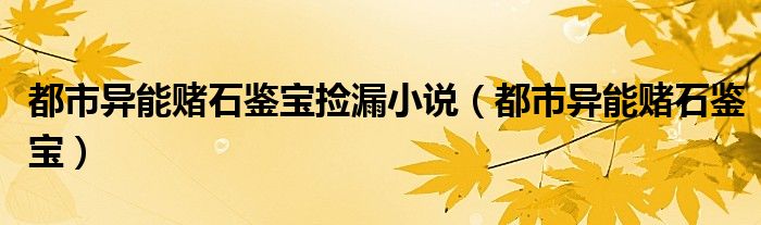 都市异能赌石鉴宝捡漏小说（都市异能赌石鉴宝）