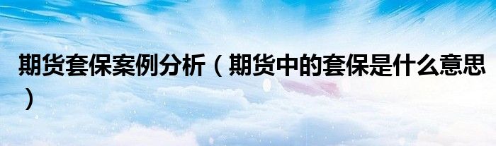 期货套保案例分析（期货中的套保是什么意思）