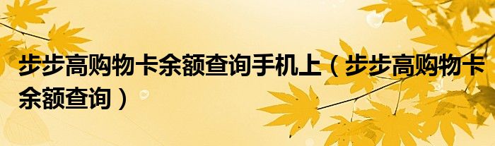 步步高购物卡余额查询手机上（步步高购物卡余额查询）