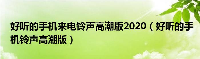 好听的手机来电铃声高潮版2020（好听的手机铃声高潮版）