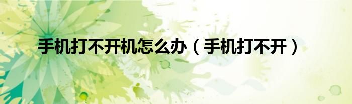 手机打不开机怎么办（手机打不开）