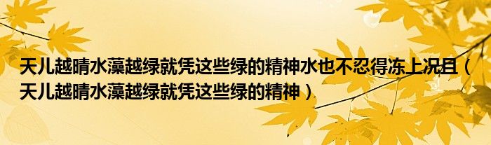 天儿越晴水藻越绿就凭这些绿的精神水也不忍得冻上况且（天儿越晴水藻越绿就凭这些绿的精神）