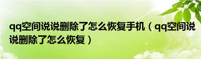 qq空间说说删除了怎么恢复手机（qq空间说说删除了怎么恢复）
