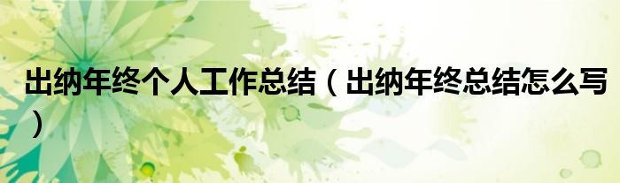 出纳年终个人工作总结（出纳年终总结怎么写）