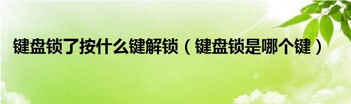 键盘锁了按什么键解锁（键盘锁是哪个键）