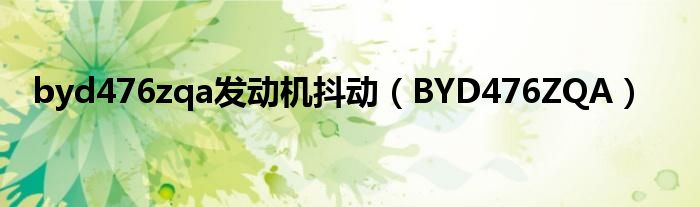 byd476zqa发动机抖动（BYD476ZQA）