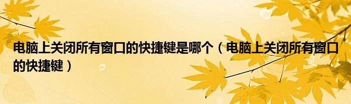 电脑上关闭所有窗口的快捷键是哪个（电脑上关闭所有窗口的快捷键）