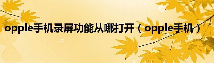 opple手机录屏功能从哪打开（opple手机）
