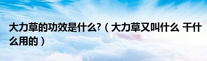 大力草的功效是什么?（大力草又叫什么 干什么用的）