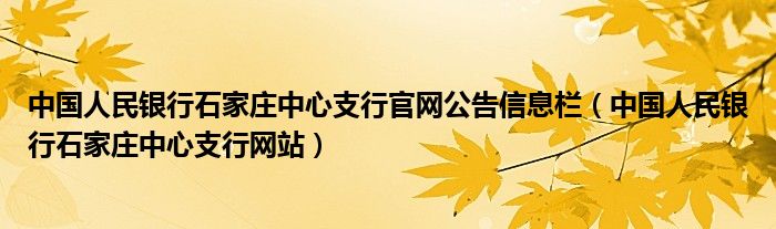 中国人民银行石家庄中心支行官网公告信息栏（中国人民银行石家庄中心支行网站）