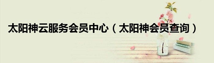 太阳神云服务会员中心（太阳神会员查询）