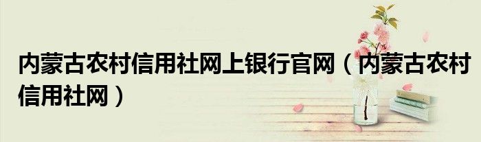 内蒙古农村信用社网上银行官网（内蒙古农村信用社网）