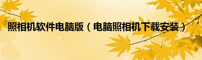 照相机软件电脑版（电脑照相机下载安装）