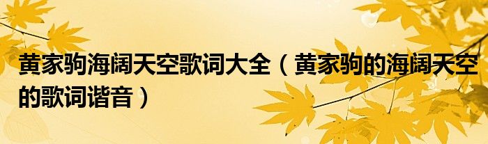 黄家驹海阔天空歌词大全（黄家驹的海阔天空的歌词谐音）
