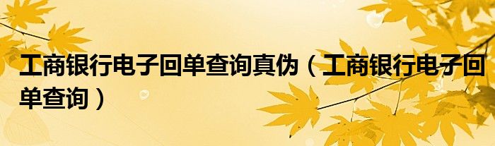 工商银行电子回单查询真伪（工商银行电子回单查询）