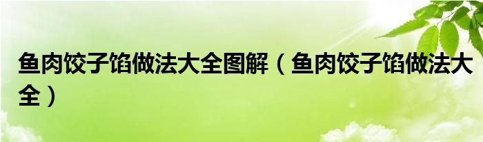 鱼肉饺子馅做法大全图解（鱼肉饺子馅做法大全）