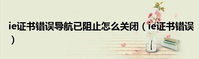 ie证书错误导航已阻止怎么关闭（ie证书错误）