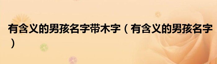 有含义的男孩名字带木字（有含义的男孩名字）