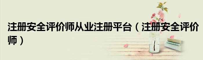 注册安全评价师从业注册平台（注册安全评价师）