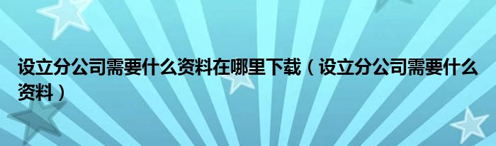 设立分公司需要什么资料在哪里下载（设立分公司需要什么资料）