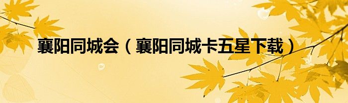 襄阳同城会（襄阳同城卡五星下载）