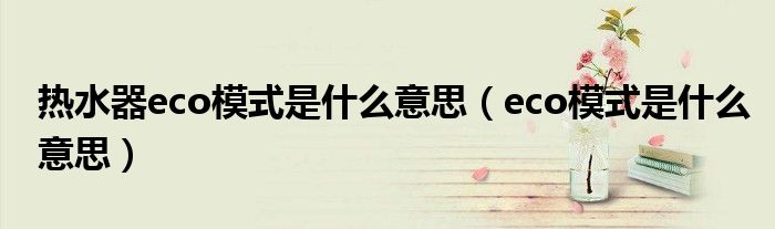 热水器eco模式是什么意思（eco模式是什么意思）