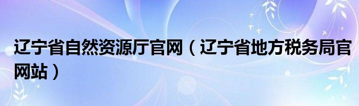 辽宁省自然资源厅官网（辽宁省地方税务局官网站）