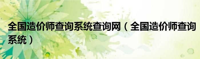 全国造价师查询系统查询网（全国造价师查询系统）