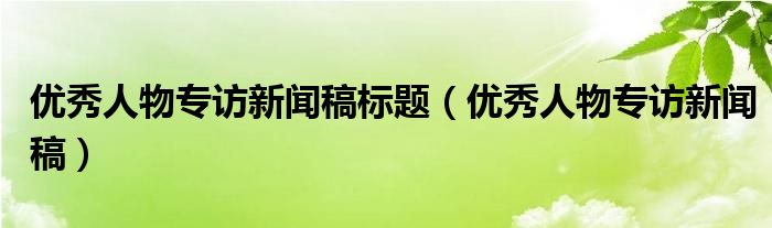 优秀人物专访新闻稿标题（优秀人物专访新闻稿）