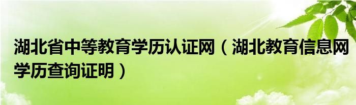 湖北省中等教育学历认证网（湖北教育信息网学历查询证明）