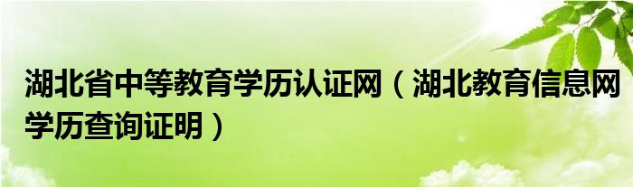 湖北省中等教育学历认证网（湖北教育信息网学历查询证明）