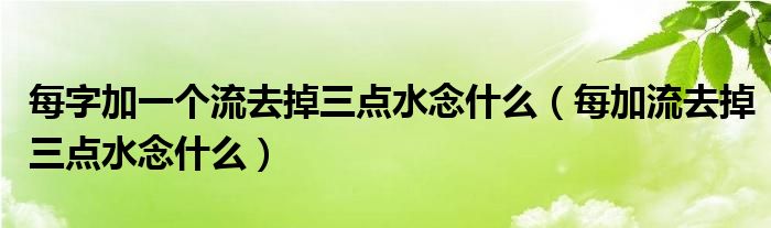 每字加一个流去掉三点水念什么（每加流去掉三点水念什么）