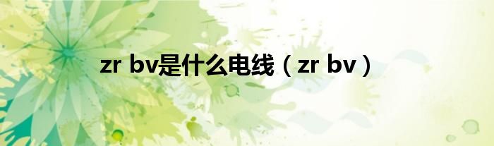 zr bv是什么电线（zr bv）