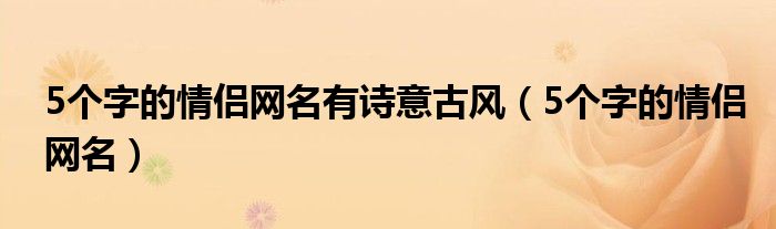 5个字的情侣网名有诗意古风（5个字的情侣网名）