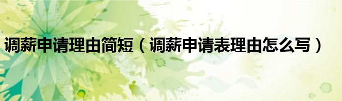 调薪申请理由简短（调薪申请表理由怎么写）