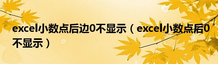 excel小数点后边0不显示（excel小数点后0不显示）