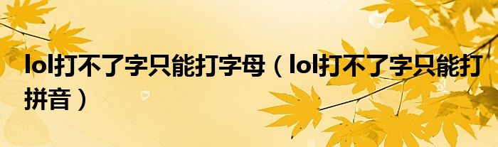lol打不了字只能打字母（lol打不了字只能打拼音）
