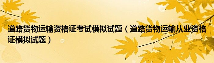 道路货物运输资格证考试模拟试题（道路货物运输从业资格证模拟试题）