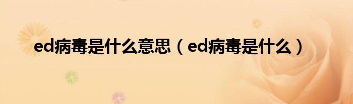 ed病毒是什么意思（ed病毒是什么）