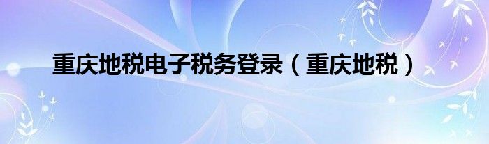 重庆地税电子税务登录（重庆地税）